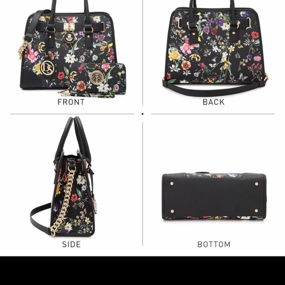 Matching Floral Satchel Handbag & Wallet Set by Dasein - Picture 9 of 12